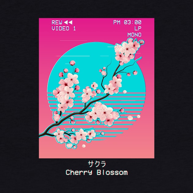 Vaporwave Aesthetic Japanese Sakura Cherry Blossom Retro Gift by Alex21